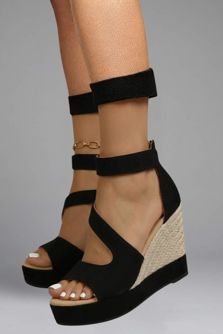 Veldris | Women's Platform Wedge Sandals - Black - Image 5
