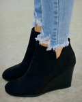 Veldris | Women's Wedge Ankle Boots Suede V-Cut - Image 1