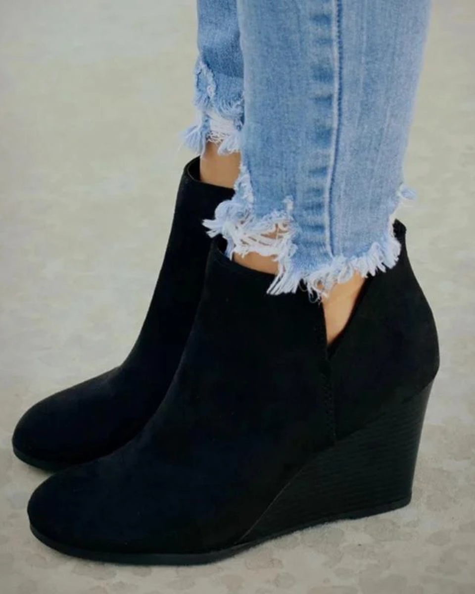 Veldris | Women's Wedge Ankle Boots Suede V-Cut - Image 1