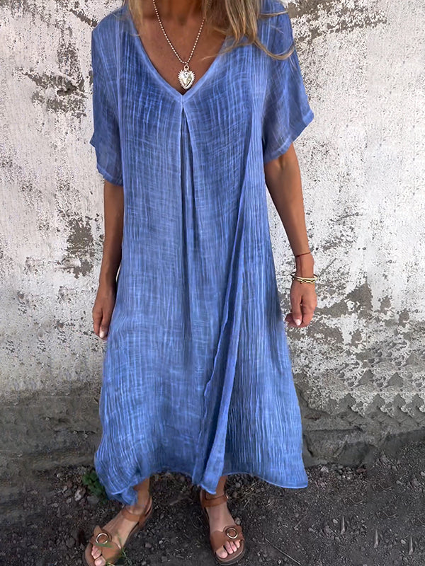 Veldwyn | Women's Casual Summer Midi Dress - Blue - Image 1