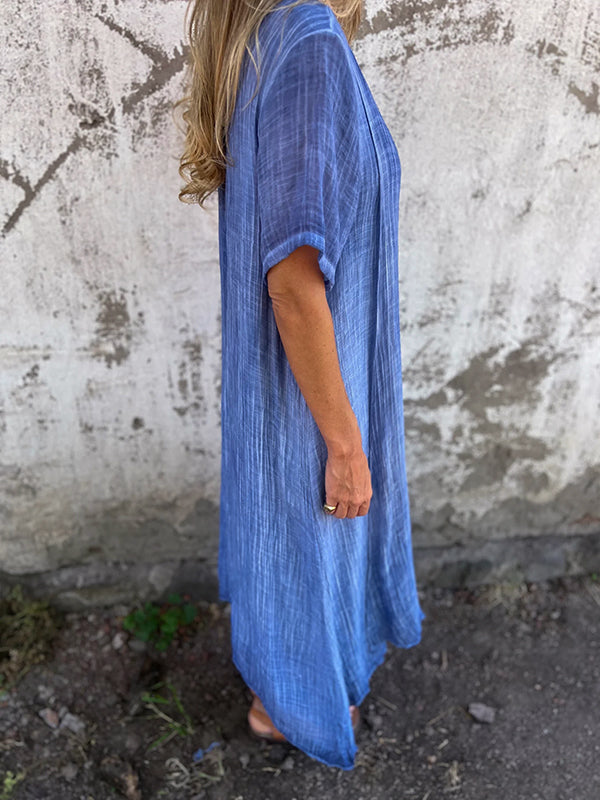 Veldwyn | Women's Casual Summer Midi Dress - Blue - Image 10