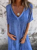 Veldwyn | Women's Casual Summer Midi Dress - Blue - Image 12