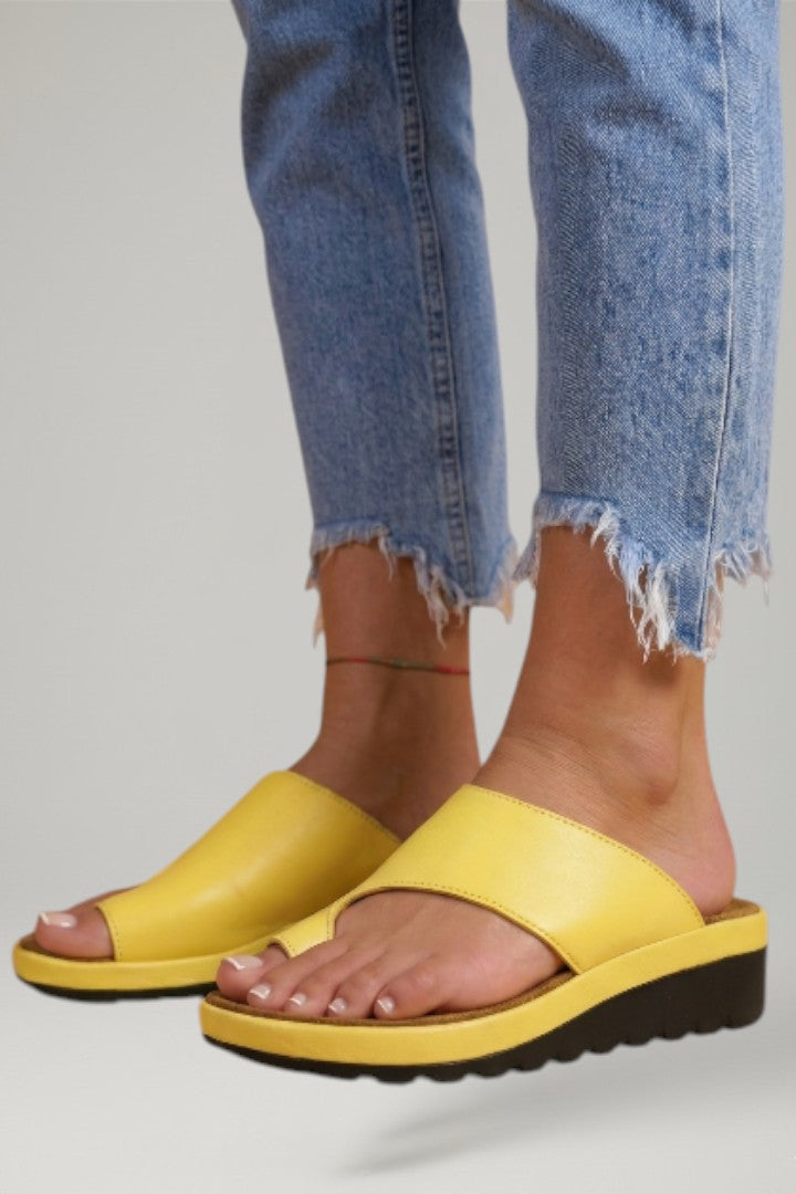 Veldwyn | Women's Slide Sandals with Toe Loop - Yellow - Image 4