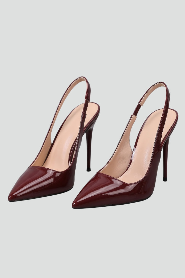 Velindra | Women's Slingback Stiletto Heels Pointed Toe - Burgundy - Image 2