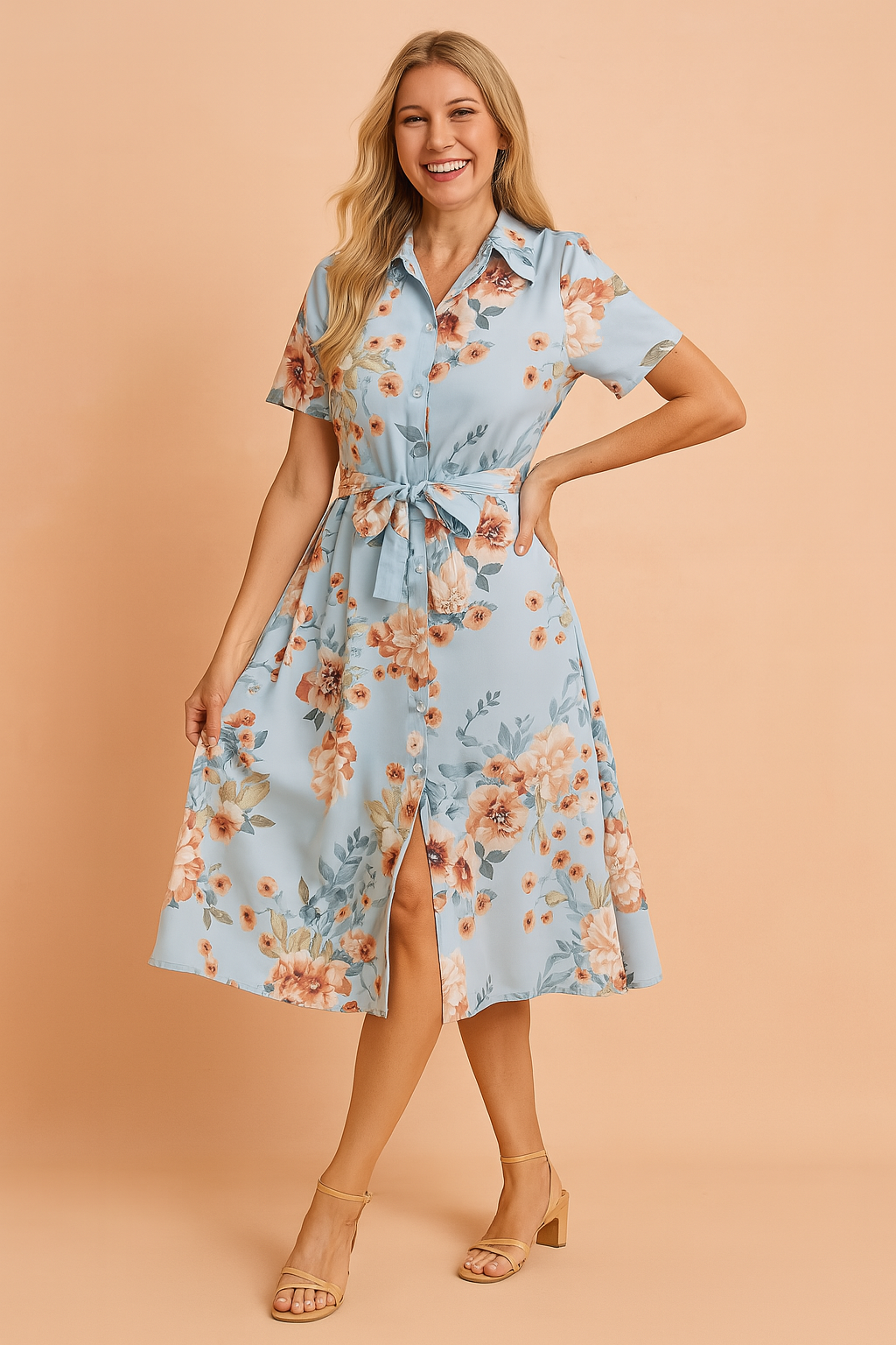 Velvinda | Women's Midi Shirt Dress - Image 1
