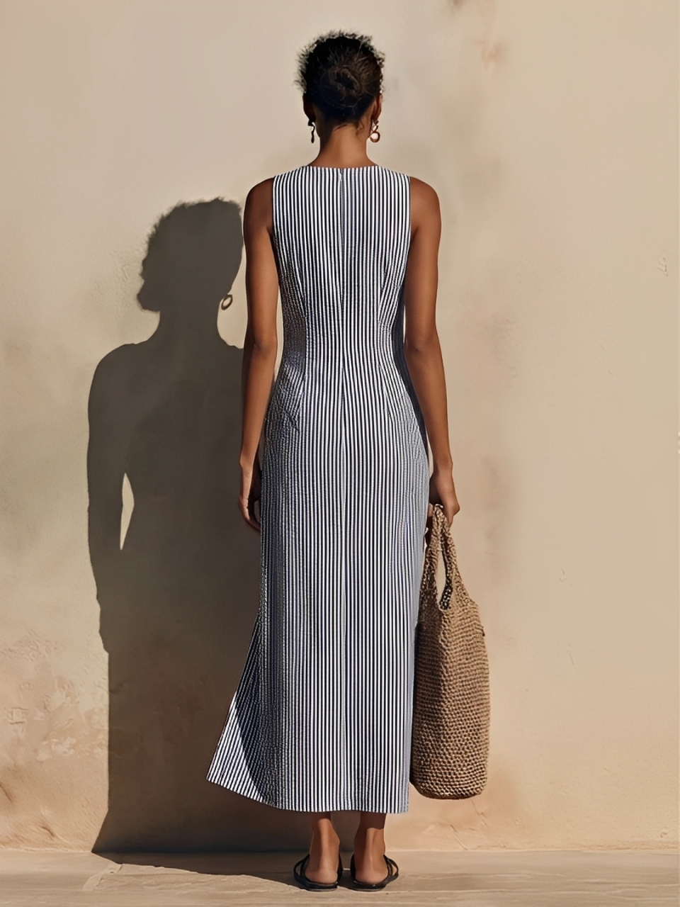 Velvorne | Women's Casual Summer Striped Maxi Dress - Striped - Image 7