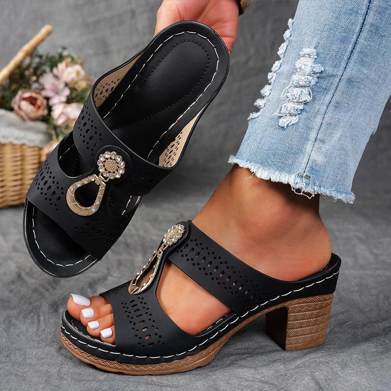 Velvourne | Women's Orthopedic Sandal Block Heel Slide - Image 1