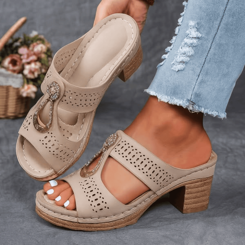 Velvourne | Women's Orthopedic Sandal Block Heel Slide - Image 2