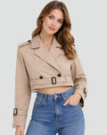 Verlindra | Women's Cropped Double-Breasted Trench Coat Jacket - Image 1