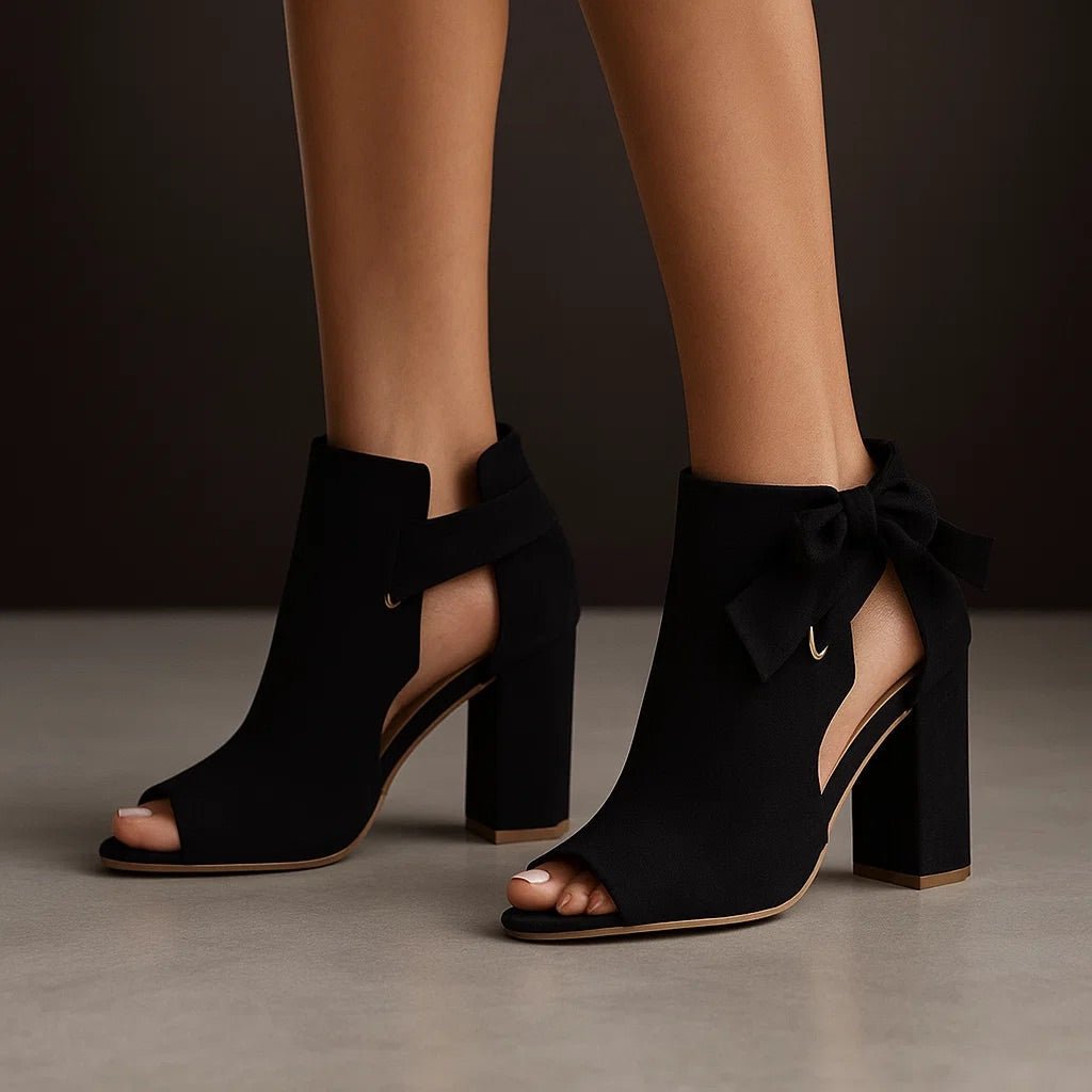 Vervaine | Women's Nude Open Toe Block Heels - Taupe - Image 6