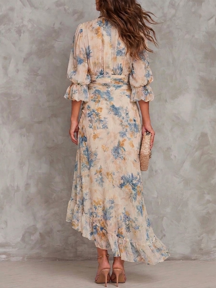 Vervelle | Women's Floral Maxi Dress Ruched Waist - Image 2