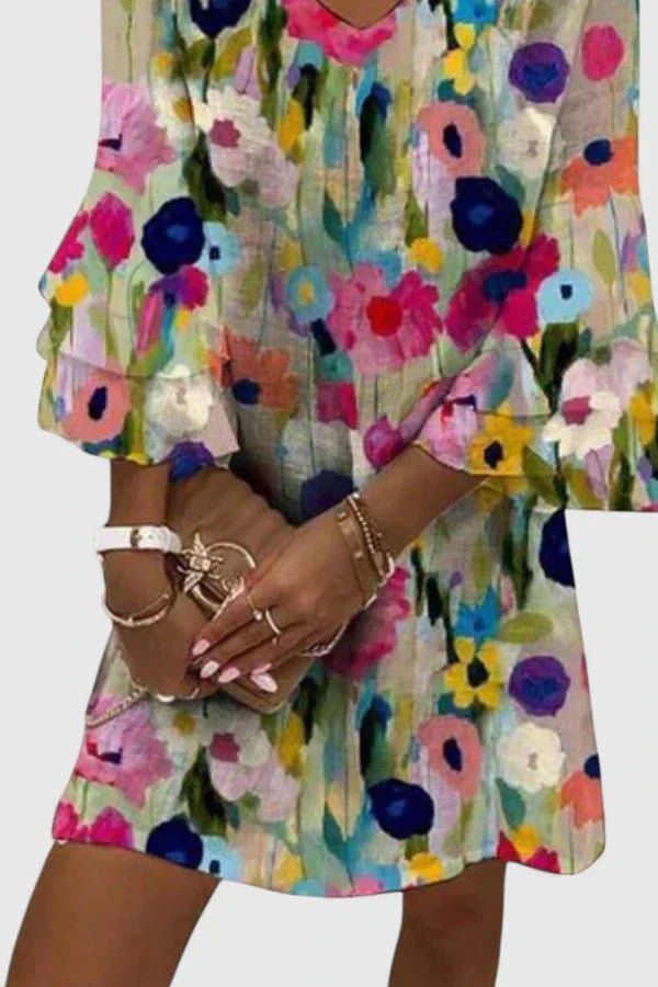 Vesna | Women's Floral Print Ruffle Sleeve Mini Dress - Image 2