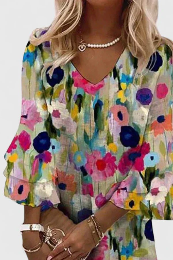 Vesna | Women's Floral Print Ruffle Sleeve Mini Dress - Image 3