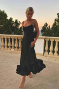 Vespara | Women's Wedding Guest Midi Dress - Black - Image 1