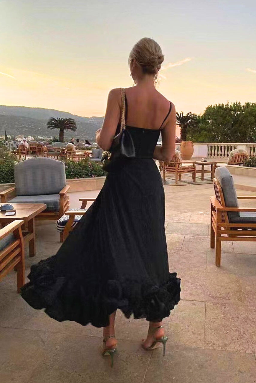 Vespara | Women's Wedding Guest Midi Dress - Black - Image 3