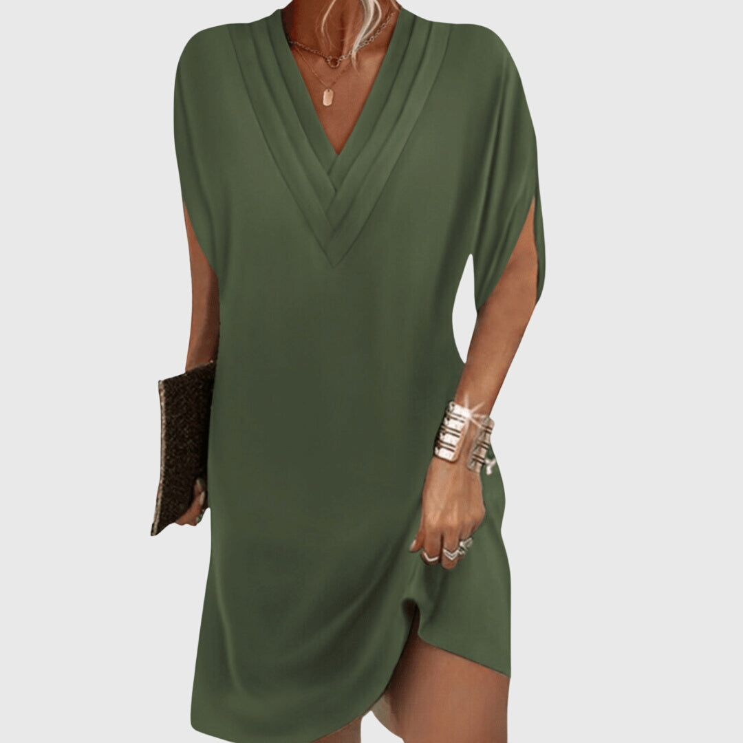 Vesper | Women's V-Neck Casual Mini Dress - Image 1
