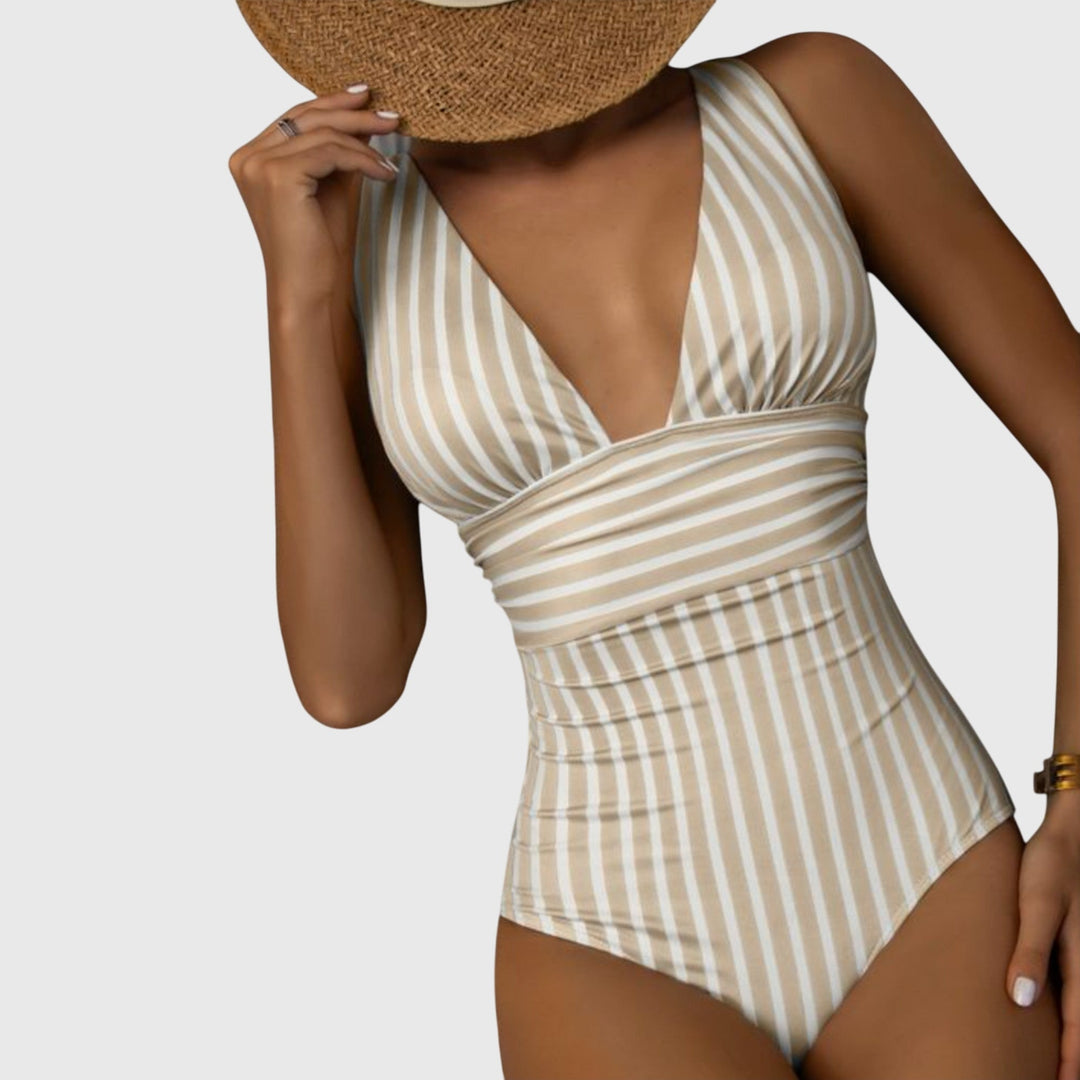 Volvaine | Women's One Piece Swimsuit - Beige - Image 1