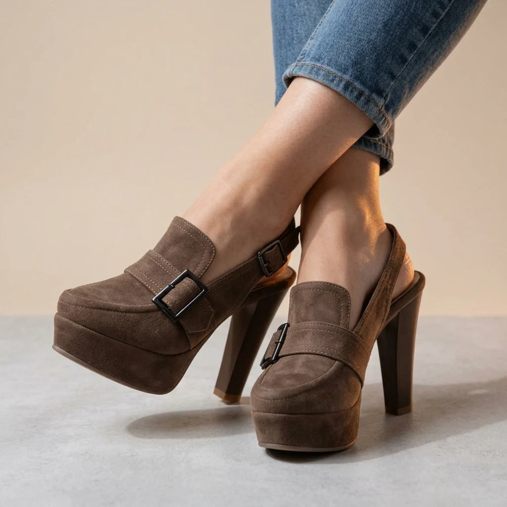 Vordaine | Women's Platform Block Heel Slingback - Dark Brown - Image 4