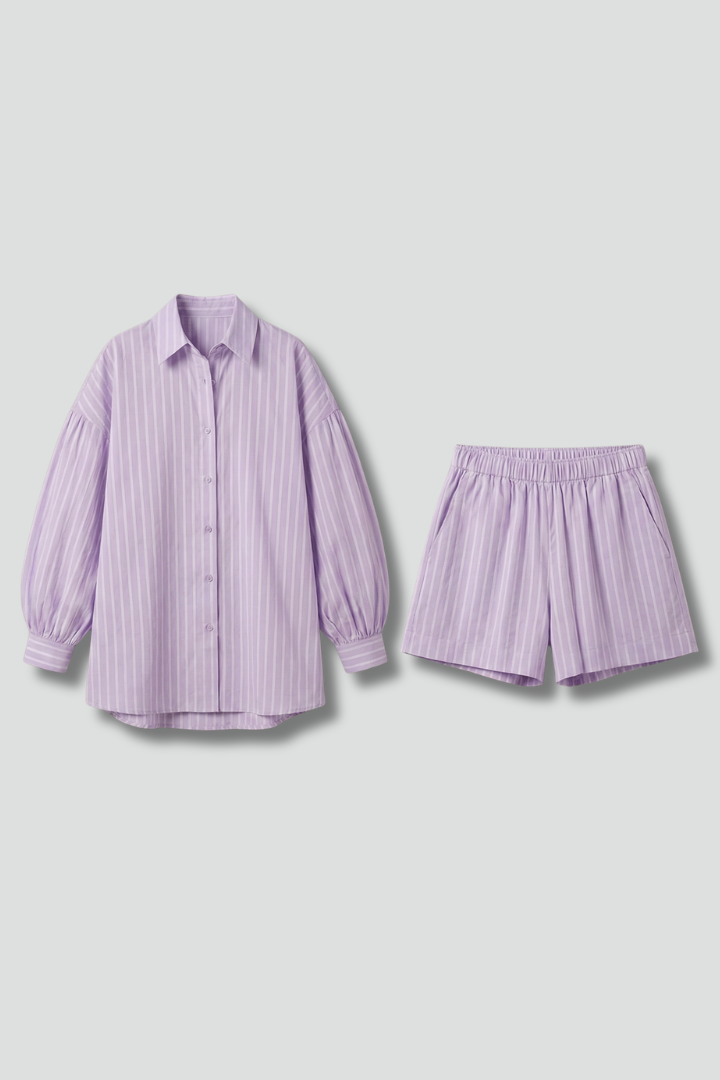 Vordanya | Women's Two Piece Set Shirt & Shorts - Lilac - Image 2