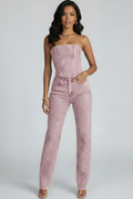 Voriande | Women's Strapless Corset Evening Set - Pink - Image 1