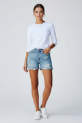 Vornaith | Women's Distressed Denim Shorts High Rise - Light Blue - Image 1