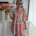 Vornelle | Women's Boho Print Tiered Mini Dress - Image 1
