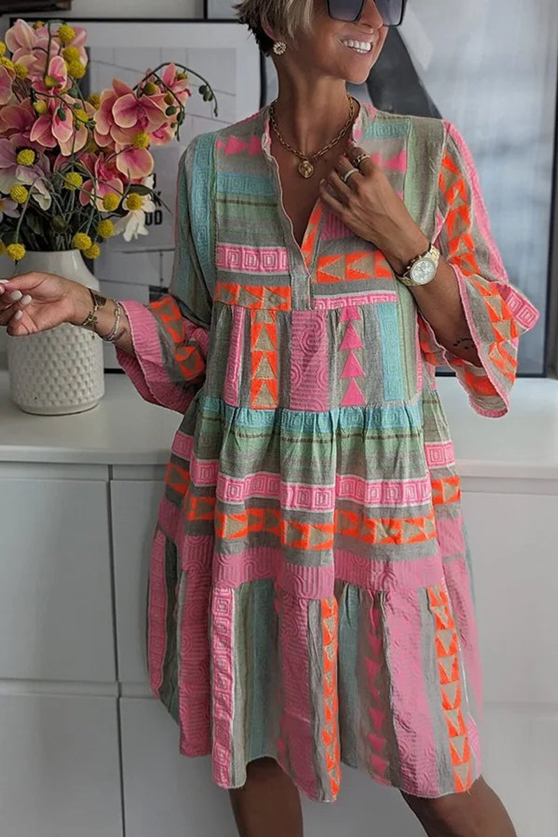 Vornelle | Women's Boho Print Tiered Mini Dress - Image 3