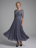 Vorrelle | Women's Midi Dress Lace Bodice Sheer Sleeve - Grey - Image 1