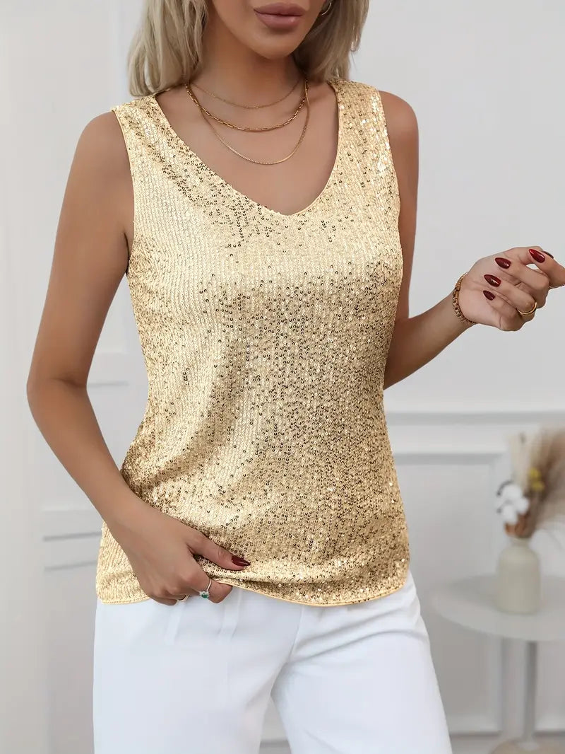 Vorrinda | Women's Sequin Sleeveless V-Neck Evening Top - Image 21