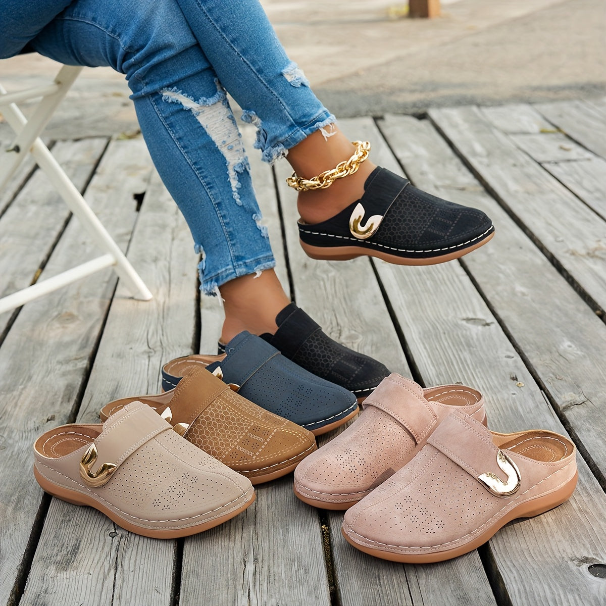 Wrenelle | Women's Slip-On Flat Clogs - Pink - Image 4