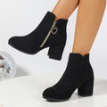 Wrenova | Women's Ankle Boots Block Heel - Black - Image 1