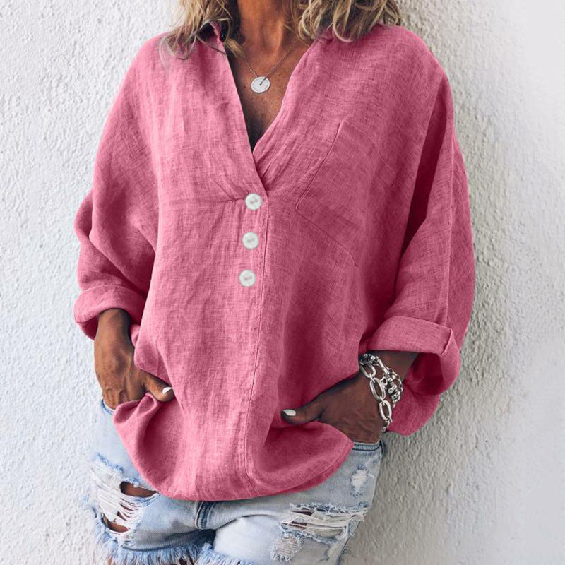 Wrenova | Women's Boho Top Relaxed V-Neck Blouse - Image 1
