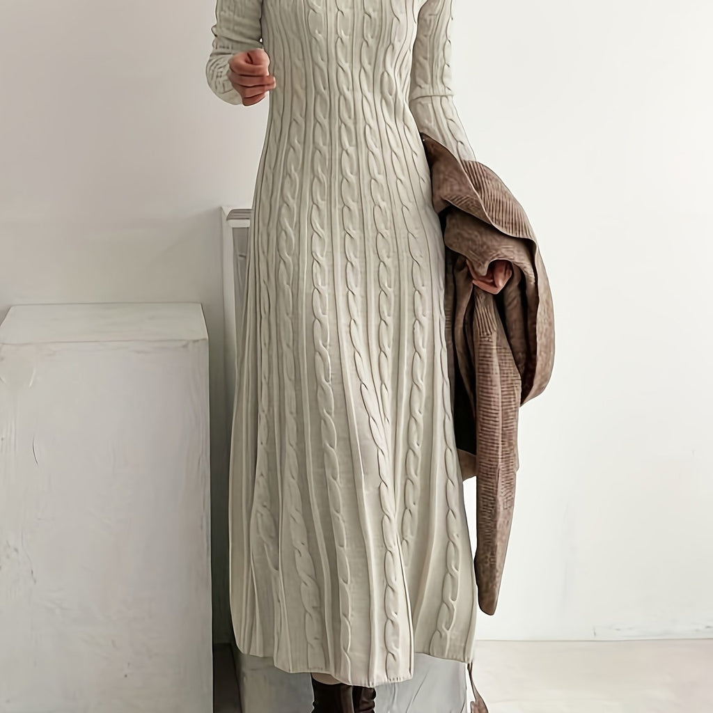 Wrenova | Women's Cable-Knit Maxi Dress - Cream - Image 1
