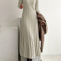 Wrenova | Women's Cable-Knit Maxi Dress - Cream - Image 1