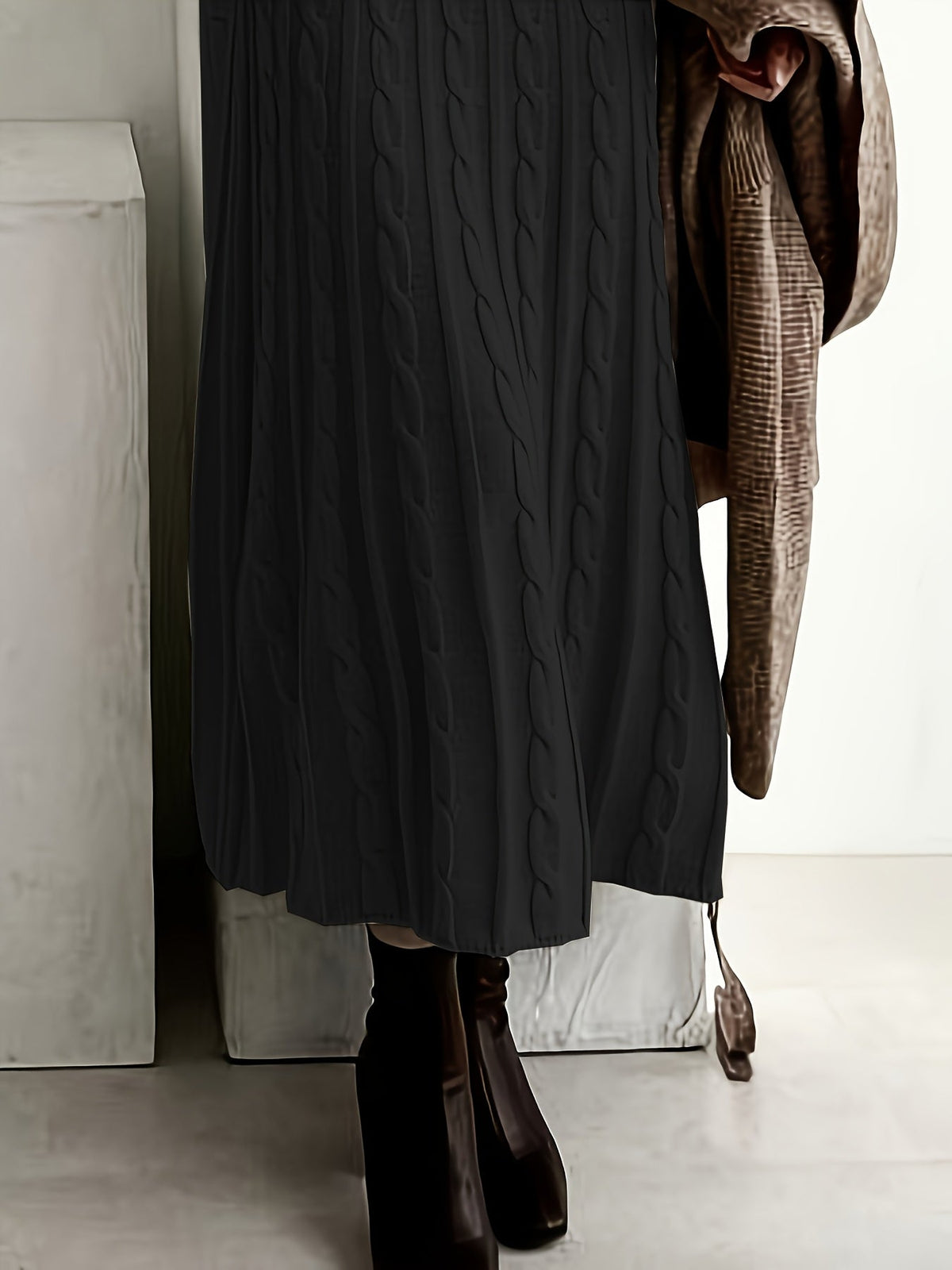 Wrenova | Women's Cable-Knit Maxi Dress - Cream - Image 14