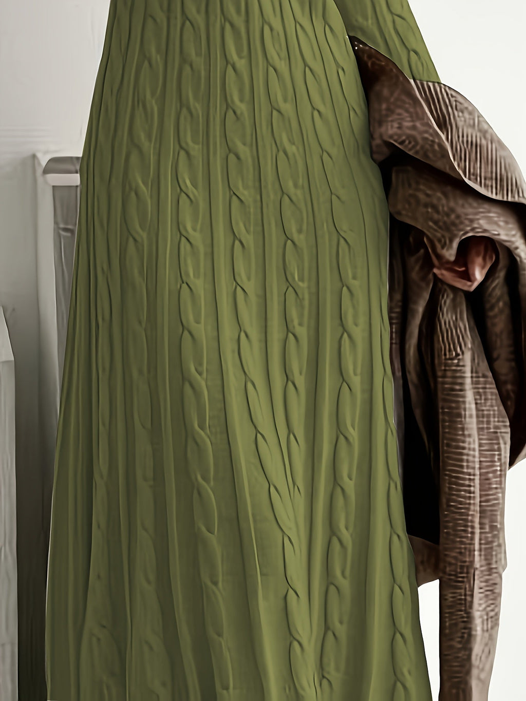 Wrenova | Women's Cable-Knit Maxi Dress - Cream - Image 16