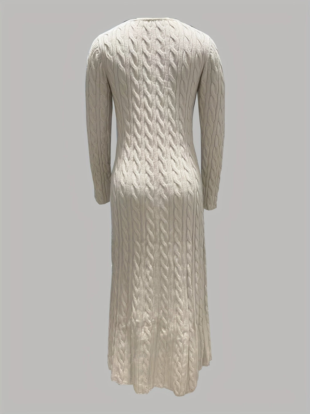 Wrenova | Women's Cable-Knit Maxi Dress - Cream - Image 3