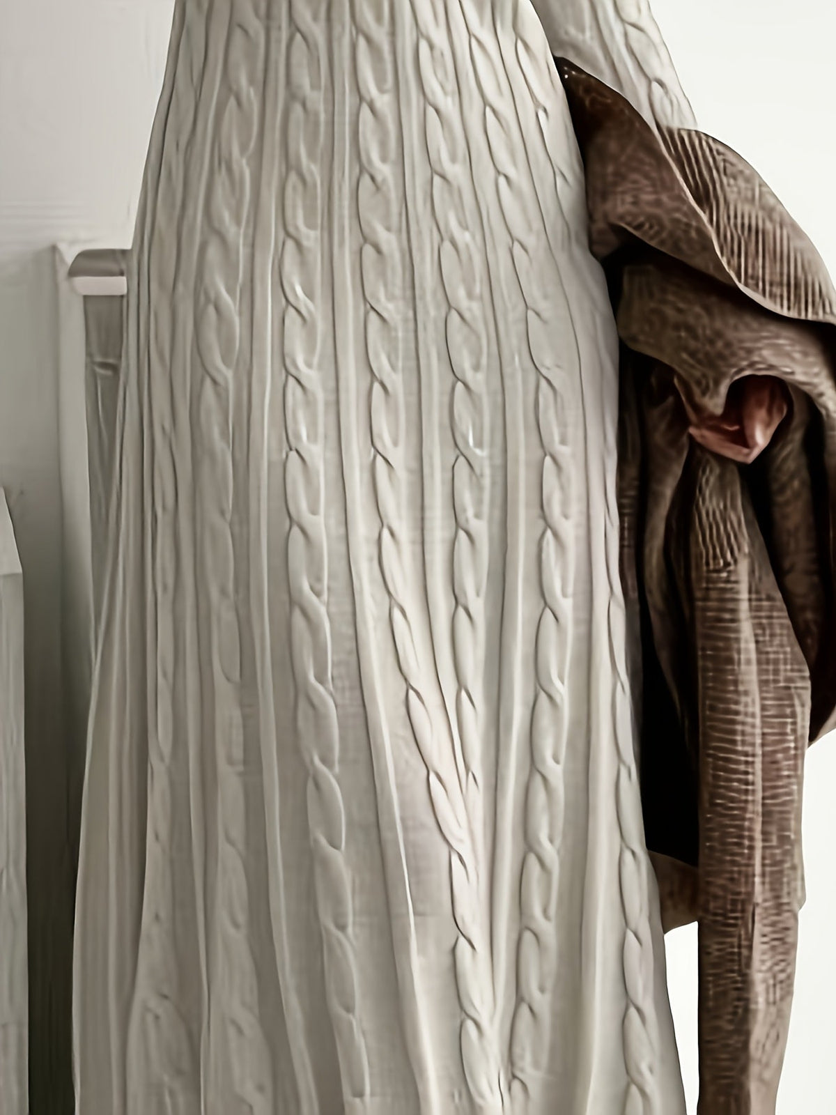 Wrenova | Women's Cable-Knit Maxi Dress - Cream - Image 4