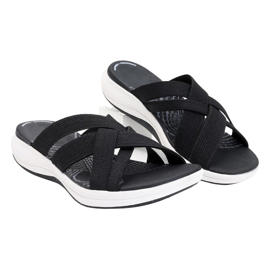 Wrenova | Women's Crossover Strap Slide Sandals - Image 1