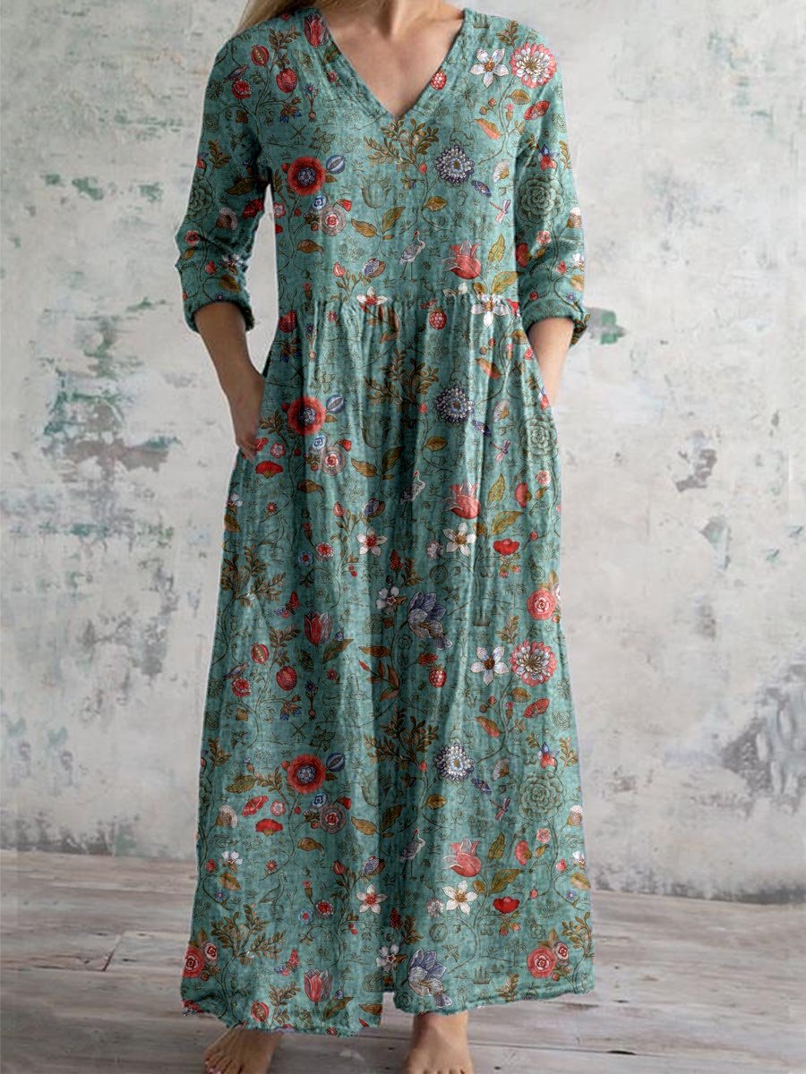 Wrenova | Women's Print Maxi Dress - Teal - Image 1