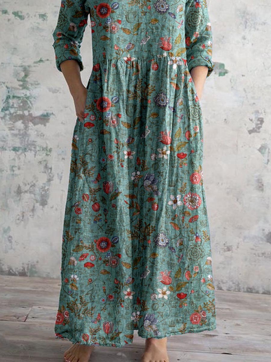 Wrenova | Women's Print Maxi Dress - Teal - Image 3