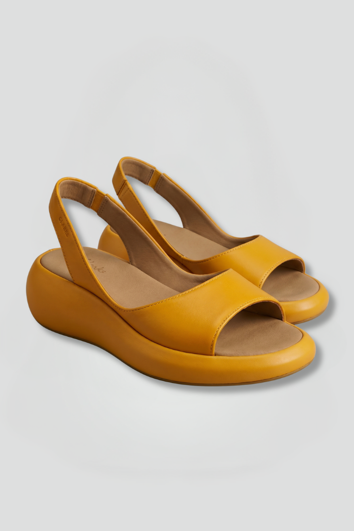 Wrenova | Women's Wedge Slingback Sandals - Mustard - Image 2