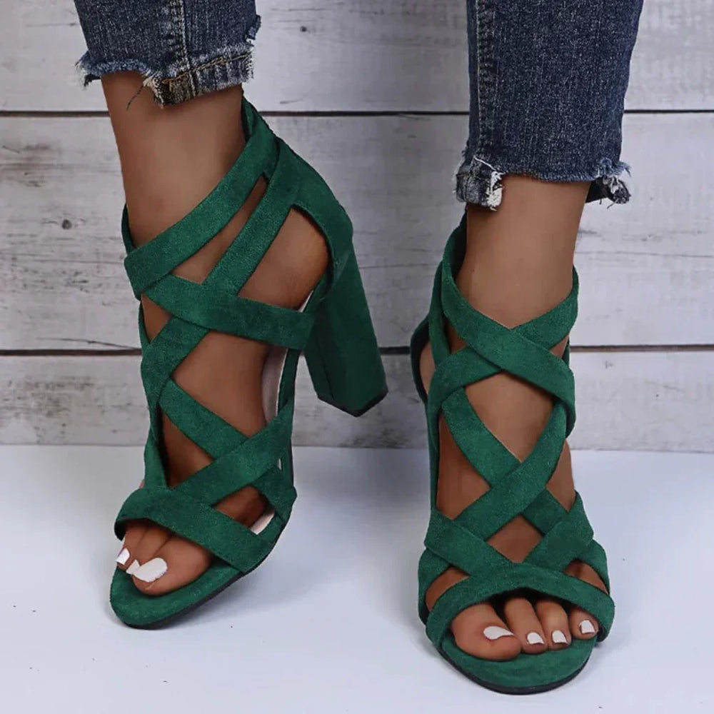 Zarindel | Women's Strappy Block Heel Sandals - Black - Image 2