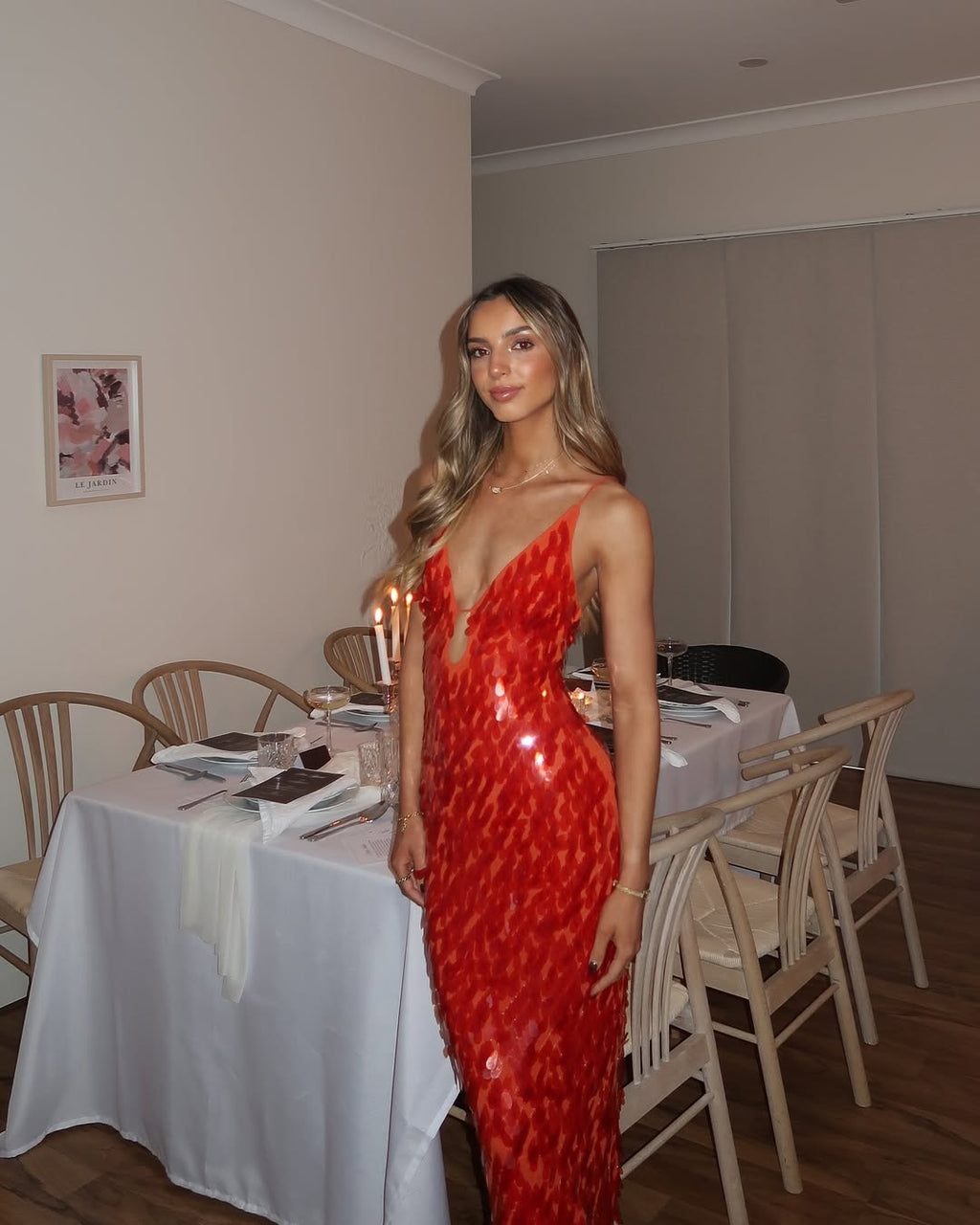 Zarvelle | Women's Christmas Party Dress Sequin Maxi - Red - Image 4