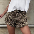 Zarvelle | Women's Leopard Print Denim Shorts - Leopard - Image 1