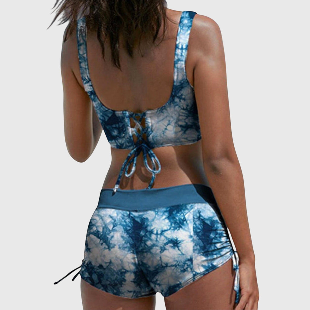 Zarvenna | Women's Camo Bikini Set with Board Shorts - Image 4