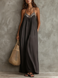 Zarvinda | Women's Christmas Party Maxi Dress - Dark Grey - Image 1