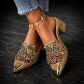 Zarvine | Women's Crystal Embellished Block Heel Mules - Image 1