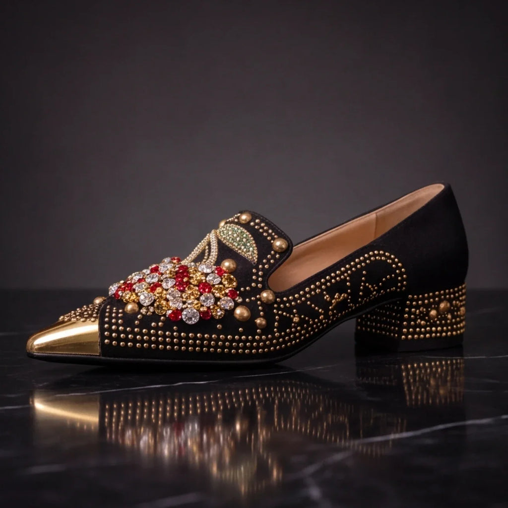 Zarvine | Women's Crystal Embellished Block Heel Mules - Image 3