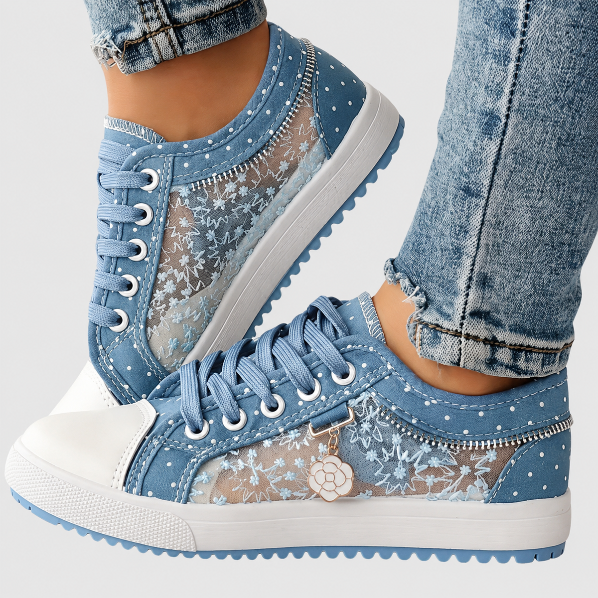 Zelvaine | Women's Orthopedic Sneakers Mesh - Light Blue - Image 1